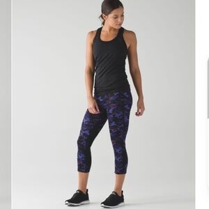 Lululemon Wunder Under Crop leggings Hounds Camo Emperor Blue Black print Sz 8